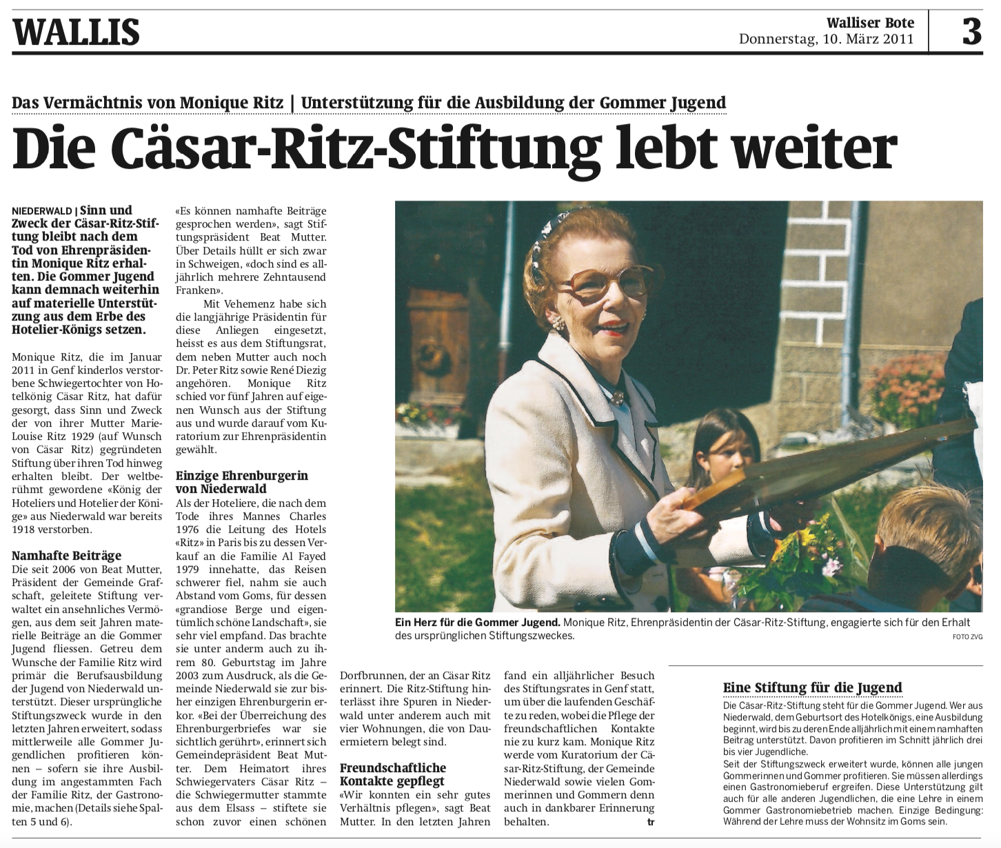 Walliserbote Artikel Stiftung bleibt erhalten